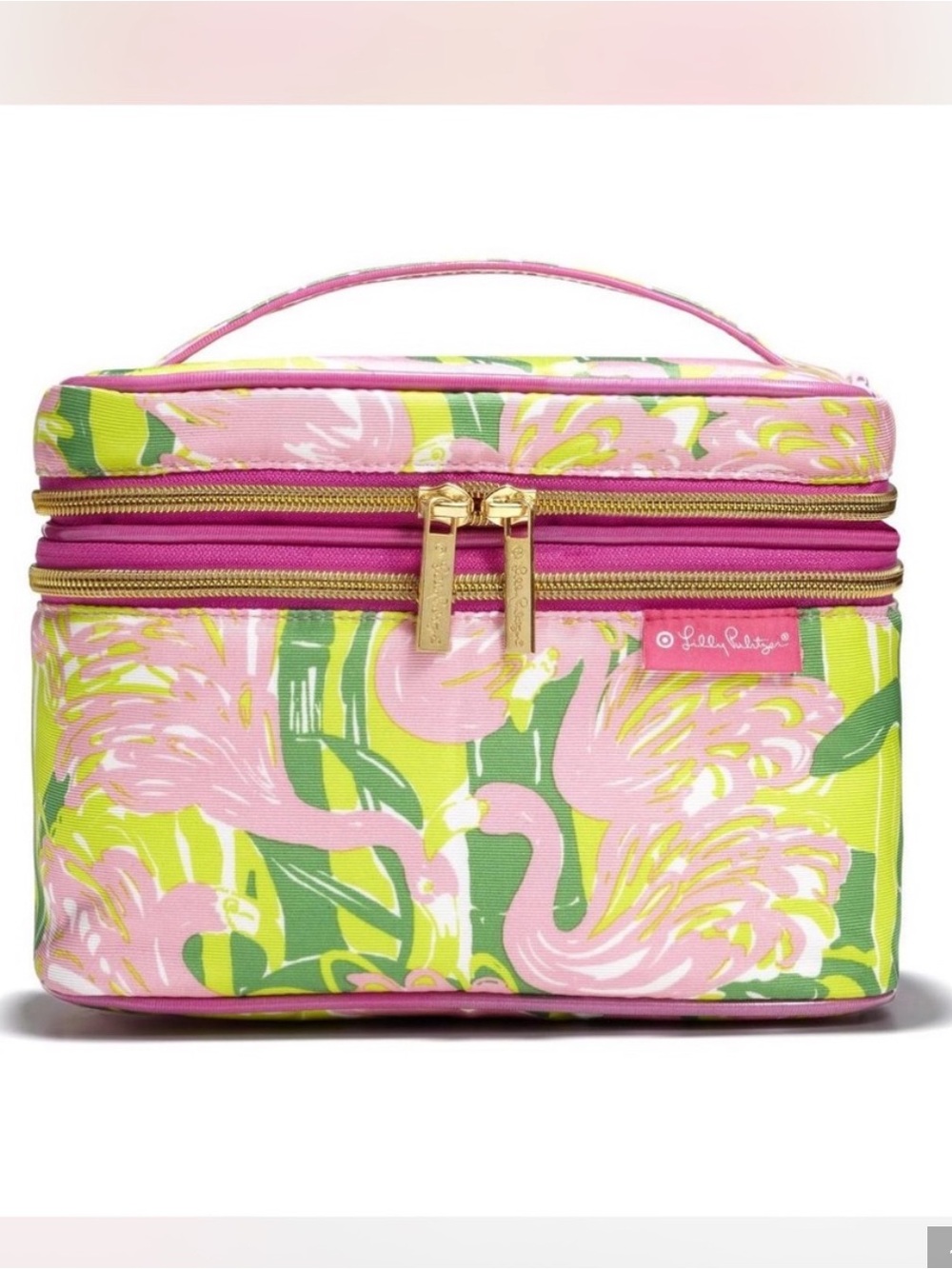 Lilly Pulitzer for Target Pink & Lime Green Flamingo Cosmetic Case NWT
